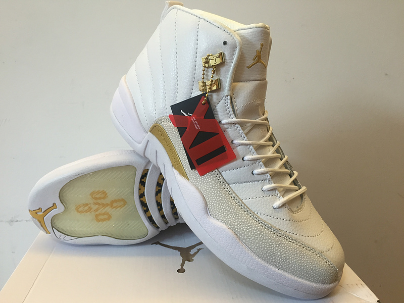 2016 Women Air Jordan 12 OVO White Gold Shoes